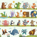 Animal Alphabet Journey Mural Wallpaper — Whimsical Kids Illustration Mural Wallpaper - room preview 04