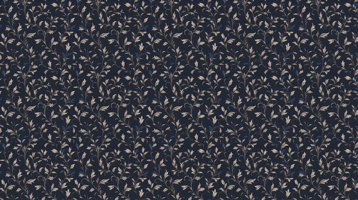 Midnight Botanical Trailing Vine Mural Wallpaper — Classic Decor Mural Wallpaper - room preview 04