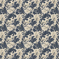 Navy Baroque Foliage Mural Wallpaper — Classic Traditional Motif Mural Wallpaper - room preview 04