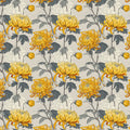 Golden Chrysanthemum Botanical Mural Wallpaper — Vintage Floral Mural Wallpaper - room preview 04