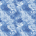 Blue and White Chrysanthemum Floral Mural Wallpaper - room preview 04