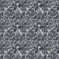 Navy Blue Damask Floral Mural Wallpaper — Traditional Heritage Mural Wallpaper - room preview 04