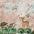 Whimsical Forest Friends Mural Wallpaper — Soft Pastel Woodland Scene Mural Wallpaper - room preview 04