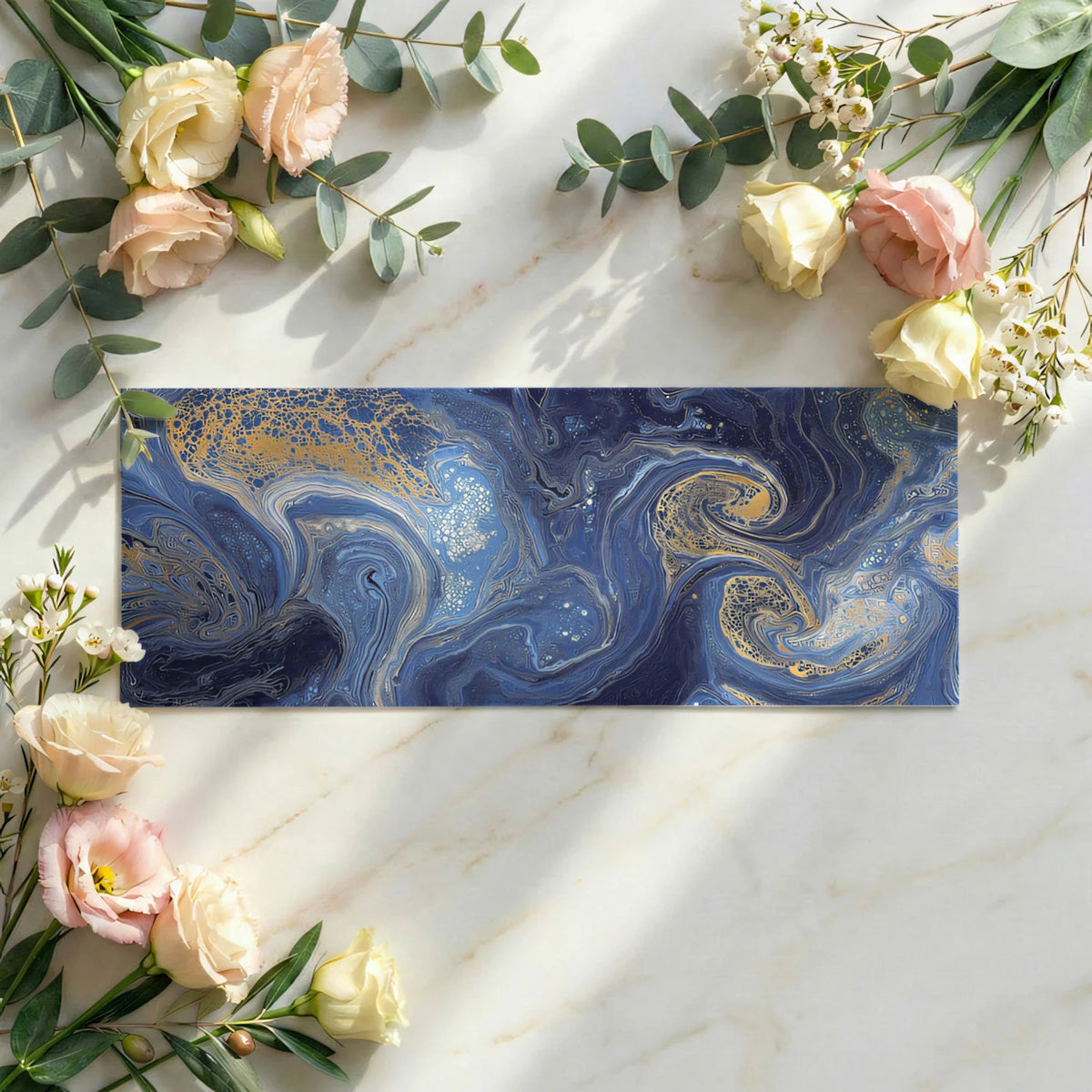 Cosmic Fluid Mural Wallpaper in Navy and Gold Lacing Mural Wallpaper - room preview 04