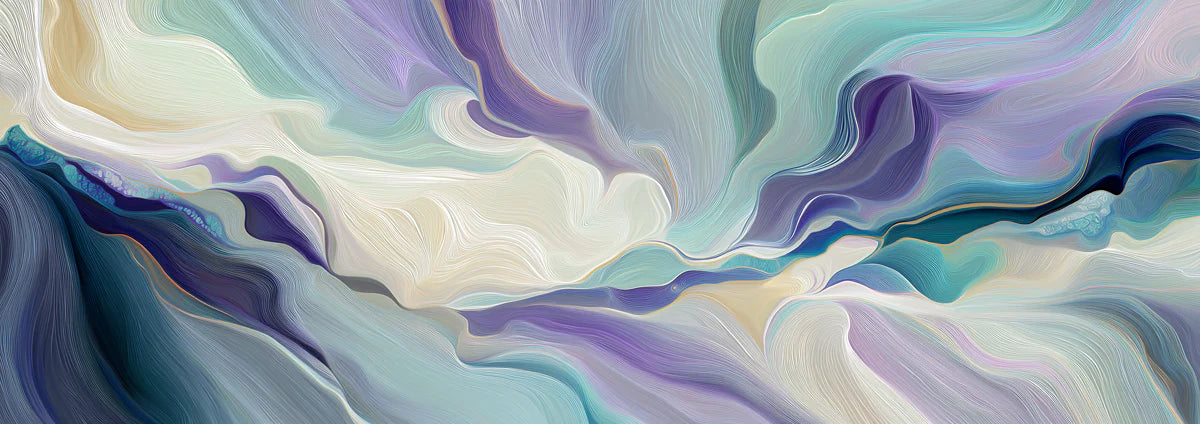 Fluid Motion Mural Wallpaper — Abstract Blue and Purple Wave Design Mural Wallpaper - room preview 04