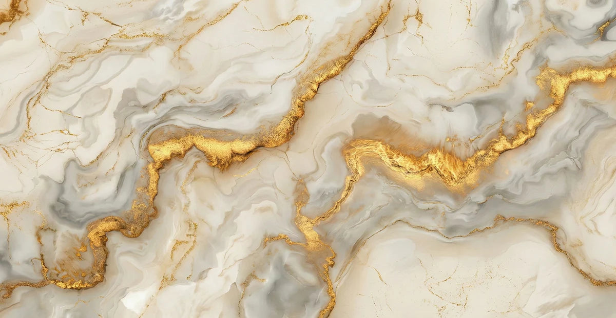 Gold Veined Marble Mural Wallpaper — Luxury Stone Interior Decor Mural Wallpaper - room preview 04