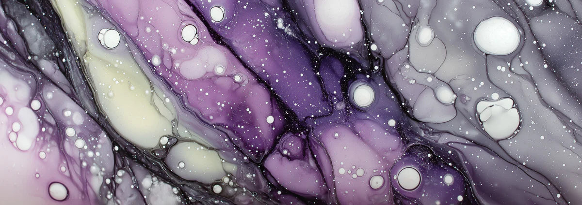 Cosmic Fluid Art Mural Wallpaper in Deep Purple and Cream Mural Wallpaper - room preview 04