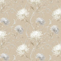 Silver Chrysanthemum Swirl Mural Wallpaper in Warm Beige Mural Wallpaper - room preview 04