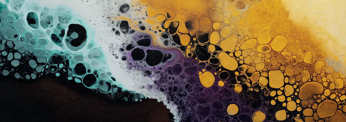 Fluid Teal and Gold Cell Mural Wallpaper — Modern Abstract Design Mural Wallpaper - room preview 04