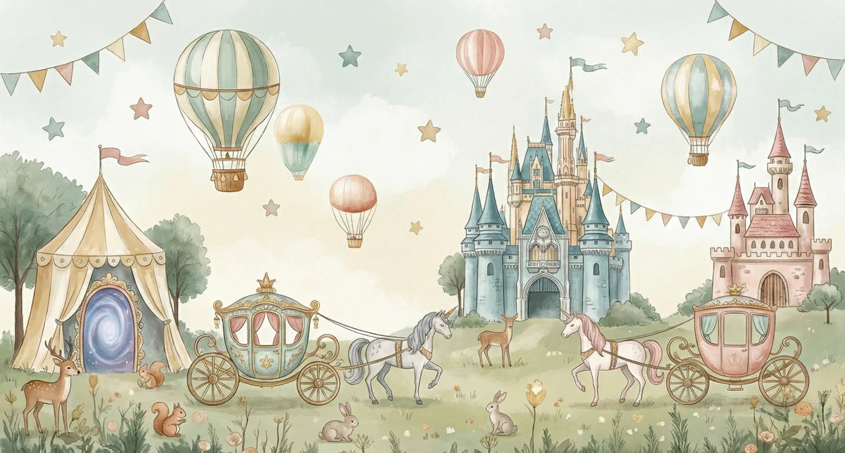 Enchanted Kingdom Mural Wallpaper — Soft Watercolor Fantasy Mural Wallpaper - room preview 04
