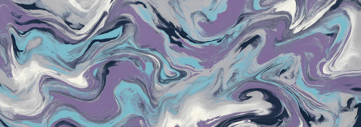 Fluid Marble Mural Wallpaper — Artistic Purple and Teal Abstract Mural Wallpaper - room preview 04