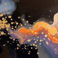 Fluid Abstract Mural Wallpaper with Gold Accents — Modern Art Wall Mural Wallpaper - room preview 04