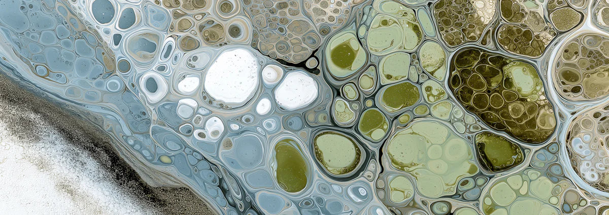 Fluid Cell Abstract Mural Wallpaper — Sage and Slate Organic Decor Mural Wallpaper - room preview 04