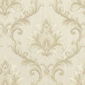 Neutral Damask Mural Wallpaper — Classic Symmetrical Pattern Mural Wallpaper - room preview 04