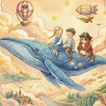 Floating Whale and Sky Castle Mural Wallpaper — Whimsical Storybook Mural Wallpaper - room preview 04