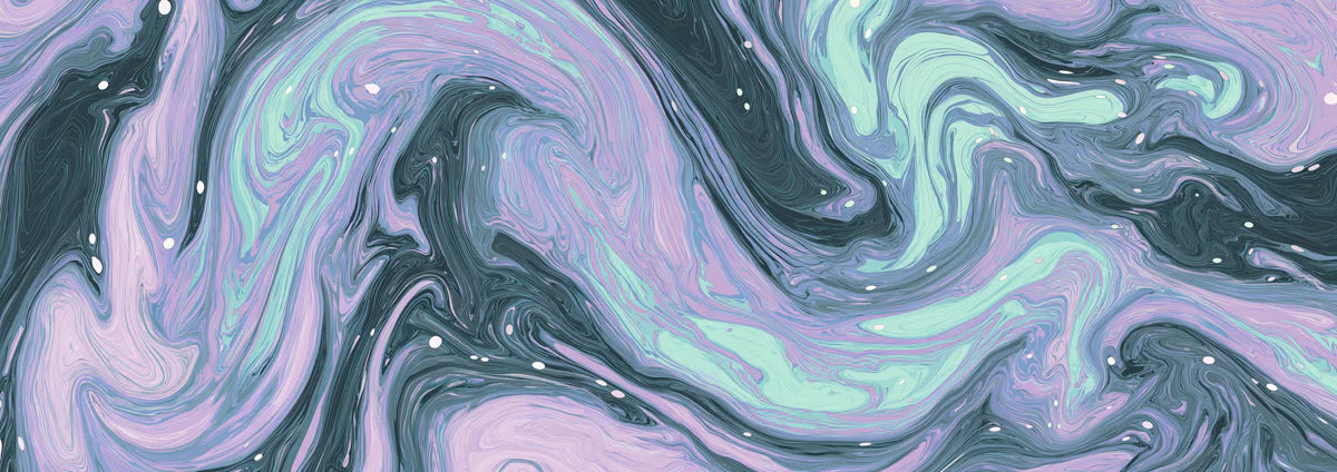 Teal and Lavender Swirl Mural Wallpaper — Modern Fluid Art Mural Wallpaper - room preview 04