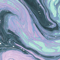 Teal and Lavender Swirl Mural Wallpaper — Modern Fluid Art Mural Wallpaper - room preview 04