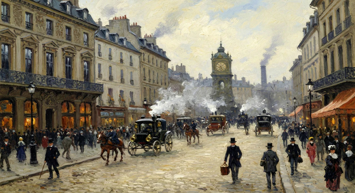 Impressionist Paris Street Mural Wallpaper — Vintage City Scene Mural Wallpaper - room preview 04