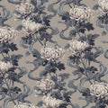 Vintage Chrysanthemum Vine Mural Wallpaper in Muted Gray and Taupe Mural Wallpaper - room preview 04