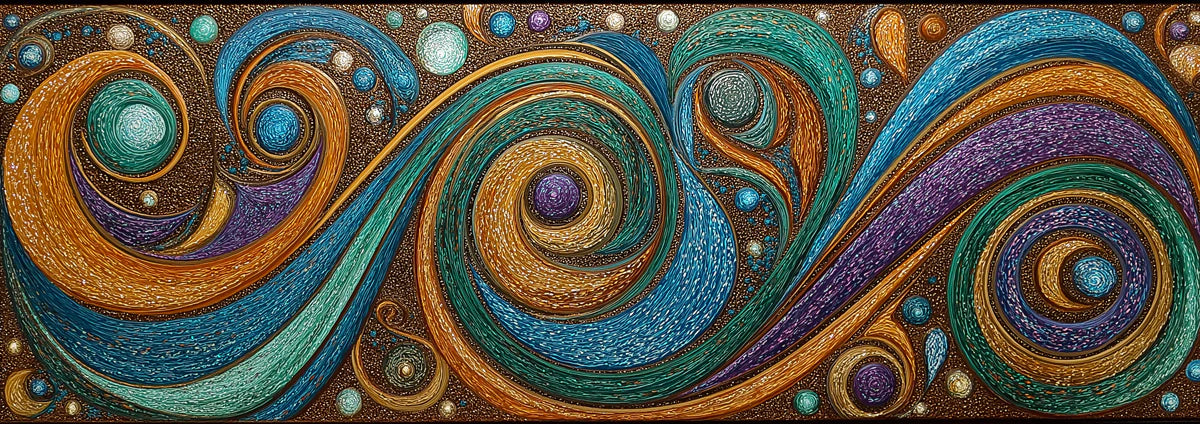 Abstract Swirl Mural Wallpaper — Ornate Teal and Metallic Gold Mural Wallpaper - room preview 04