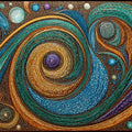 Abstract Swirl Mural Wallpaper — Ornate Teal and Metallic Gold Mural Wallpaper - room preview 04