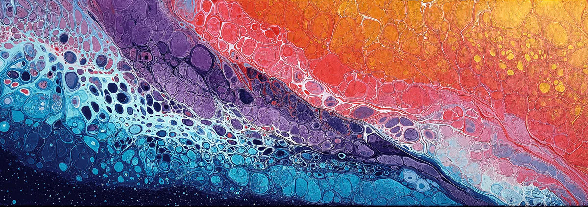 Abstract Cellular Fluid Art Mural — Vibrant Multi-Tone Swirls Mural Wallpaper - room preview 04