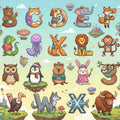 Animal Alphabet Whimsical Mural Wallpaper — Colorful Learning Decor Mural Wallpaper - room preview 04