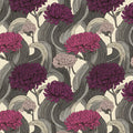Stylized Chrysanthemum Floral Mural Wallpaper — Artistic Grey Swirls Mural Wallpaper - room preview 04