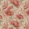 Terracotta Peony Botanical Mural Wallpaper — Ornate Floral Art Mural Wallpaper - room preview 04