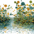 Sailboat and Marsh Flora Mural Wallpaper in Teal and Ochre Mural Wallpaper - room preview 04