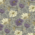 Vintage Chrysanthemum Floral Mural Wallpaper — Traditional Botanical Mural Wallpaper - room preview 04