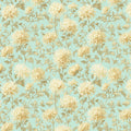 Vintage Chrysanthemum Floral Mural Wallpaper in Mint Green Mural Wallpaper - room preview 04