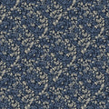 Vintage Botanical Leaf Mural Wallpaper — Moody Navy and Cream Mural Wallpaper - room preview 04