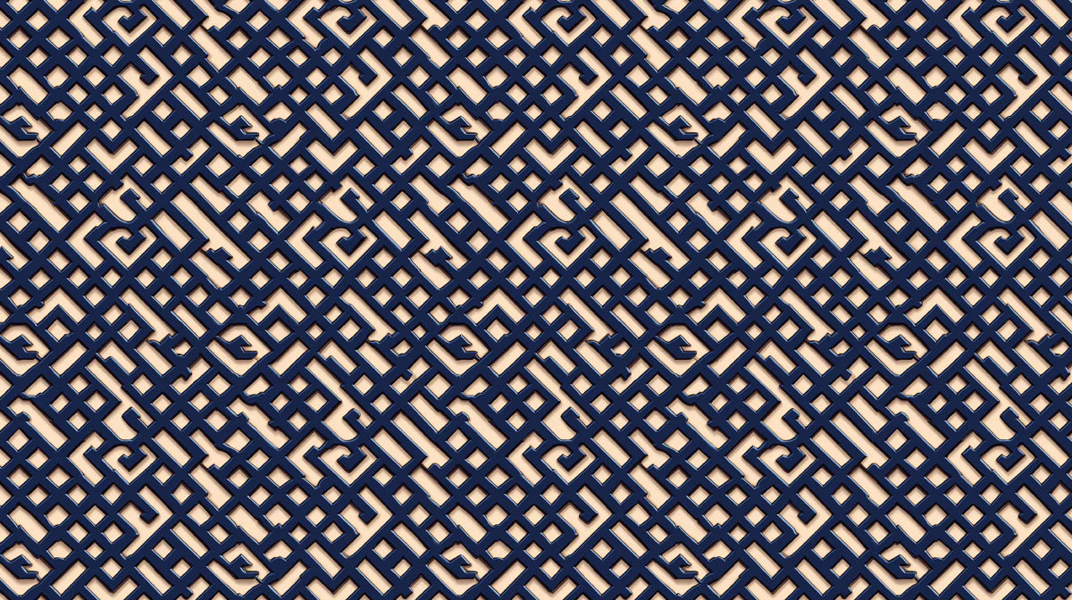 Navy Lattice Geometric Mural Wallpaper — Moroccan Inspired Decor Mural Wallpaper - room preview 04