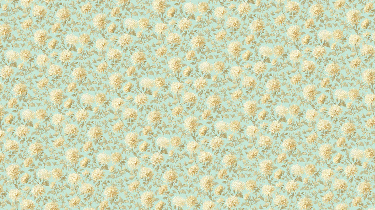Cream Chrysanthemum Mural Wallpaper — Vintage Botanical Garden Mural Wallpaper - room preview 04