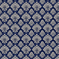 Royal Damask Navy and Silver Mural Wallpaper — Classic Victorian Mural Wallpaper - room preview 04