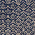 Navy Blue Damask Mural Wallpaper — Classic Victorian Pattern Mural Wallpaper - room preview 04
