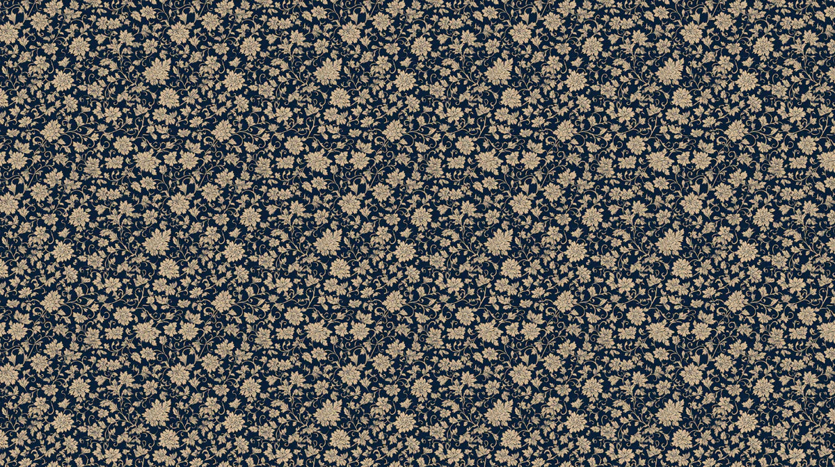 Dense Floral Vine Mural Wallpaper — Vintage Navy and Cream Design Mural Wallpaper - room preview 04