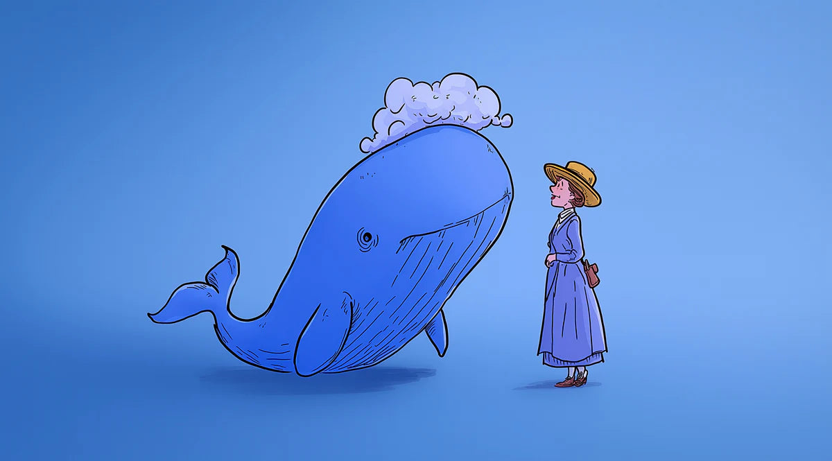 Lady and the Whale Mural Wallpaper — Whimsical Storybook Art Mural Wallpaper - room preview 04