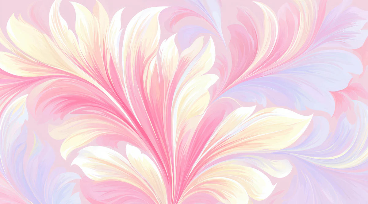 Ethereal Pastel Floral Swirl Mural Wallpaper — Soft Fluid Art Mural Wallpaper - room preview 04