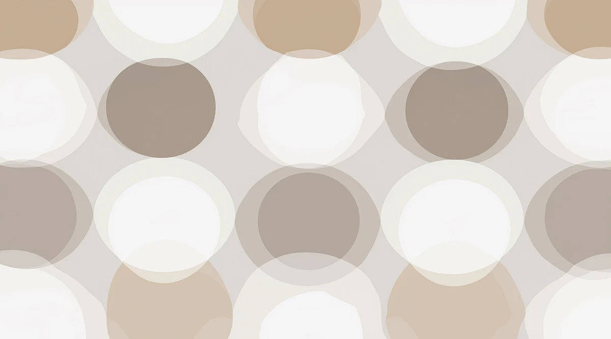 Overlapping Circles Mural Wallpaper — Soft Neutral Mid-Century Style Mural Wallpaper - room preview 04