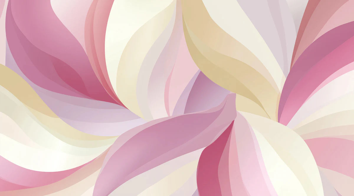 Abstract Organic Curves Mural Wallpaper — Soft Dusty Rose & Cream Mural Wallpaper - room preview 04