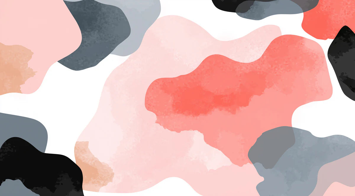 Abstract Watercolor Blob Mural Wallpaper — Coral and Charcoal Mural Wallpaper - room preview 04