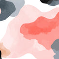 Abstract Watercolor Blob Mural Wallpaper — Coral and Charcoal Mural Wallpaper - room preview 04
