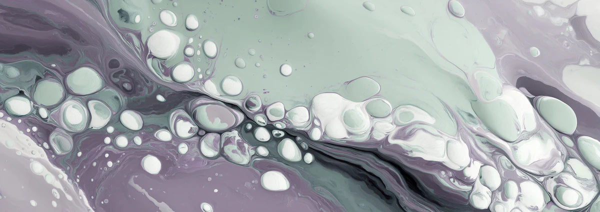 Fluid Cell Abstract Mural Wallpaper — Muted Sage and Lavender Mural Wallpaper - room preview 04