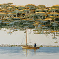 Floating Mushroom Forest Mural Wallpaper — Whimsical Coastal Scene Mural Wallpaper - room preview 04