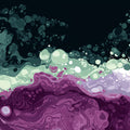 Fluid Acrylic Swirl Mural Wallpaper — Deep Plum and Seafoam Mural Wallpaper - room preview 04