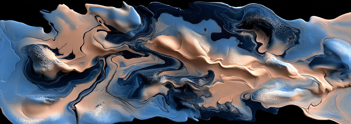 Fluid Smoke Swirl Mural Wallpaper in Nude and Steel Blue Mural Wallpaper - room preview 04