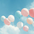 Floating Pastel Balloons Mural Wallpaper — Airy Sky Motif Mural Wallpaper - room preview 04