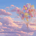 Floating Balloon Bunch Mural Wallpaper — Whimsical Sky Design Mural Wallpaper - room preview 04
